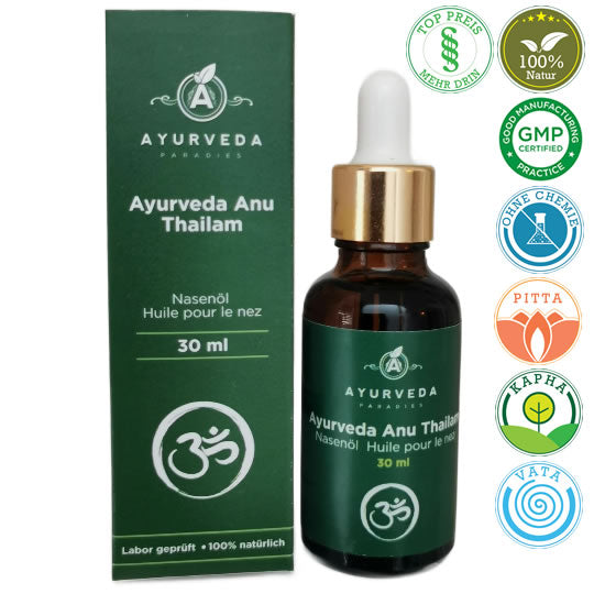 Anu Thailam Nasenöl Premium, gross, 30ml mit Glas-Pipette | Ayurveda Öle | Ayurveda Paradies Schweiz