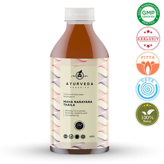 Premium Maha Narayana Thailam, 2DL- & 1 Liter Glasflaschen | Ayurveda Öle | Ayurveda Paradies Schweiz